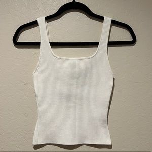 Aritzia Babaton Sculpt Knit Squareneck Tank - White